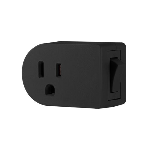 UltraPro Grounded On/Off Outlet Power Switch, 3 Prong, Easy to Install, for Indoor Lights and Small Appliances, Energy Efficient, Space Saving Design, UL Listed, Black, 57316 1 Pack