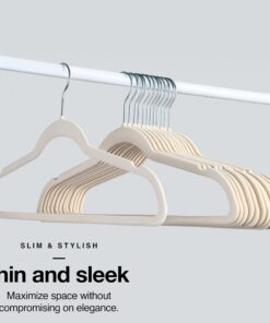 Home-it Premium Velvet Hangers 50 Pack - Ivory Suit Hangers Non-Slip - Heavy duty Clothes Hangers for Closet, Jacket, Shirt, Pants and Suit, Hook Swivel 360 - Ultra Thin 27 71QIrvcAmL