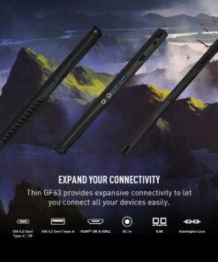 MSI Thin GF63 15.6" 144Hz Gaming Laptop: 12th Gen Intel Core i7, NVIDIA GeForce RTX 4050, 16GB DDR4, 512GB NVMe SSD, Type-C, Cooler Boost 5, Win11 Home: Black 12VE-066US 12th Gen i7 15.6" 20 71QIsOfN30L