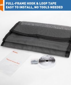 MAGZO Magnetic Screen Door Fit Door Size 38 x 99 Inch, Screen Size 40" x 100" Fiberglass Mesh Curtain Middle Opening Screen with Full Frame Hook&Loop-Gray Grey 23 71QJaU6JoVL