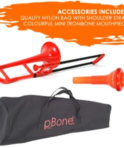 pBone pInstrument Plastic Kids Mini Trombone - Mouthpiece and Carrying Bag- Eb Authentic Sound for Student & Beginner- Durable ABS Construction- Red 10 71QKPnkKV9L 1
