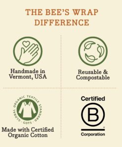 Bee's Wrap Reusable Beeswax Food Wraps Made in the USA, Eco Friendly Beeswax Food Wrap, Sustainable Food Storage Containers, Organic Cotton Food Wraps, Assorted 3 Pack (S, M, L), Bees + Bears Pattern 13 71QKPvw0AqL 2