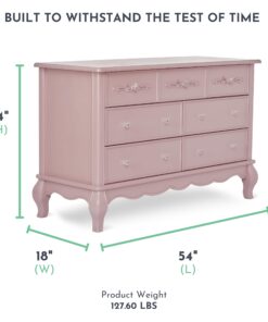 Evolur Aurora Dresser, 54x20.3x34 Inch (Pack of 1), Dusty Rose Evolur Aurora 7 Drawer Double Dresser 20 71QKrcwDG7L
