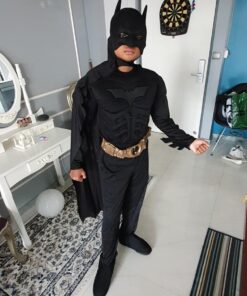 Batman Dark Knight Rises Child's Deluxe Muscle Chest Batman Costume with Mask/Headpiece and Cape - Large 21 71QKs7TS2fL