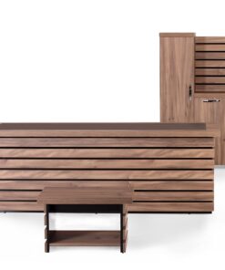 Casa Mare 87" Wood Office Furniture Set of 4pcs | Executive Desk w/Leather Pad | Large Storage Cabinet w/Chrome Handles & Legs | Modern File Cabinet | Coffee Table | Sturdy Farmhouse Home Workstation 12 71QKzThrx L