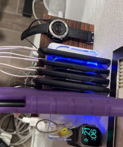 SooPii Premium 6-Port USB Charging Station Organizer for Multiple Devices, 6 Short Charging Cables and One Upgraded i-Watch Charger Holder Included, for Phones, Tablets, and Other Electronics, White 46 71QLaBJLqLL