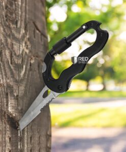 RED SHIELD 5-in-1 Survival Tool Keychain. Multitool Includes Slotted & Phillips Screwdriver, Bottle Opener, Blade Carabiner Aluminum Frame, Stainless Steel Locking Liner & Latch. Hang Keys. 10 71QMJNirDML