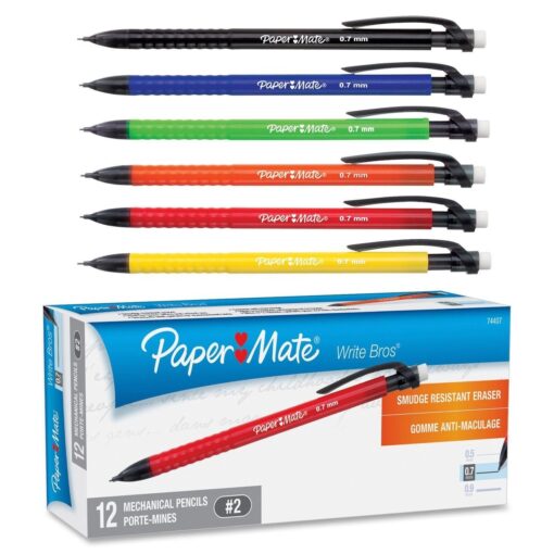 Paper Mate Write Bros Mechanical Pencils, 0.7mm, HB #2, Colorful Barrels, Box of 12 .7MM 1 Count (Pack of 1)