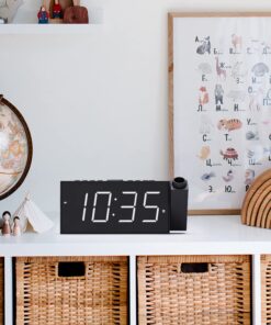 Projection Digital Alarm Clock for Ceiling,Wall,Bedroom - FM Radio,7” Large Number & 5 Dimmers,350°Projector,USB Charger,Sleep Timer,Plug in & Battery Backup,Loud Dual Alarm Clock for Heavy Sleepers White Display Number,red Projection Number 29 71QNC0jRnAL