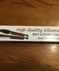 Vivree Kitchen Tongs Set - Salad & Grill Stainless Steel Serving Tongs with Silicone Tips - 9"&12" (Black) Black 79 71QNs3fuASL 1