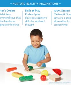 Melissa & Doug Cutting Food - Play Set With 25+ Hand-Painted Wooden Pieces, Knife, and Cutting Board - Pretend Play Kitchen Fruit Toys For Toddlers And Kids Ages 3+ Retail Version Play Food Set 25 71QPNHAFP9L