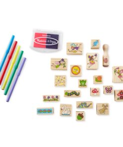 Melissa & Doug Stamp-a-Scene Stamp Pad: Fairy Garden - 20 Wooden Stamps, 5 Colored Pencils, and 2-Color Stamp Pad English Only 17 71QQD8TXjHL