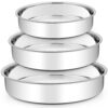 TeamFar Cake Pan, Stainless Steel Round Cake Pan Baking Tier Cake Pans Set, 8'' & 9½'' & 11'', Healthy & Heavy Duty, Mirror Finish & Easy Clean, Dishwasher Safe - 3 Pieces 8" & 9.5" & 11" 2 71QRdcMVQlL