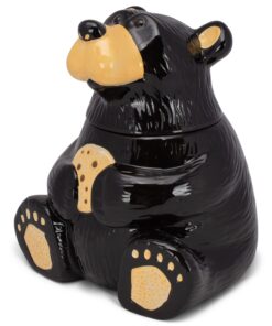 Alternative view of DEMDACO Bearfoots by Jeff Fleming Cute Bear With Cookie Classic Black 12 x 9 Glossy Ceramic Stoneware Cookie Jar Kitchen Storage Container
