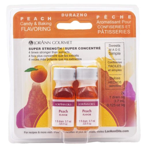 LorAnn Peach SS Flavor, 1 dram bottle (.0125 fl oz - 3.7ml - 1 teaspoon) - Twin pack blistered .125 oz