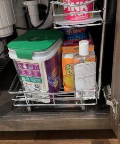 LYNK PROFESSIONAL® Pull Out Cabinet Organizer, 14"W x 18"D - Slide Out Drawers for Kitchen Cabinets - Sliding Pantry Shelves - Roll Out Shelf Storage for Pots, Pans - Lifetime Limited Warranty, Chrome 14" W x 18" D 14x18 Chrome 40 71QTg XA54L