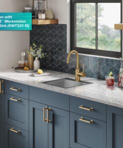 KRAUS Oletto Single Handle Kitchen Bar Faucet with QuickDock Top Mount Assembly in Brushed Brass, KPF-2600BB, 12 1/2 Inch 18 71QUPrr0JUL