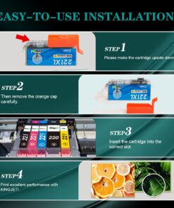 Kingjet Compatible for Canon 220 221 Ink Cartridges, Replacement for Canon PGI-220 PGI220 CLI-221 CLI221 Work with PIXMA MP560 MP620 MP620B MP640 MP980 MP990 MX860 IP3600 IP4600 IP4700, 15 Pack 22 71QV3p TKeL