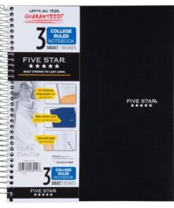 Five Star 06210 Wirebound 3-Subject Notebook, College Rule, 11 x 8 1/2, 150 Sheets, Assorted Assorted Colors 23 71QW8aNwT1L