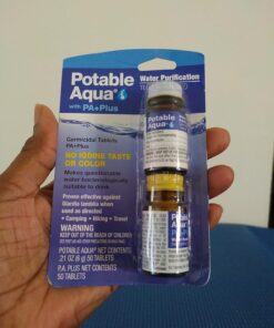 Potable Aqua Water Purification Tablets with PA Plus, Portable and Effective Solution for Camping, Hiking, Emergencies, Natural Disasters and International Travel, Two 50ct Bottles 50.0 35 71QXO7gTTL