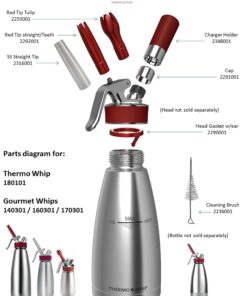 iSi North America Gourmet Cream/Food Whipper for All Hot and Cold Applications, 1 Pint, Stainless Steel/Red 18 71QXuFT1e4L