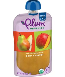 Plum Organics Stage 2 Organic Baby Food - Pear and Mango - 4 oz Pouch (Pack of 12) - Organic Fruit and Vegetable Baby Food Pouch 4 Ounce (Pack of 12) 22 71QZv1Xe5L