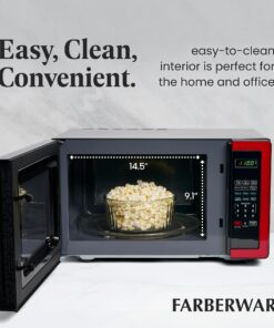 Farberware Countertop Microwave 1000 Watts, 1.1 cu ft - Microwave Oven With LED Lighting and Child Lock - Perfect for Apartments and Dorms - Easy Clean Metallic Red 29 71Qbtox2NoL
