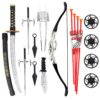 Liberty Imports Ninja Warrior Bow and Arrow Archery Set with Katana Sword, Sai, Melee Toy Weapons for Kids Pretend Role Play Equipment, Cosplay, Costume Accessories 19 71QdPPzpYOL