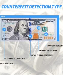 Counterfeit Bill Detector, Rechargeable, 4 Way Direction USD & EUR Bill Checker Machine, with Infrared, Magnetic and Ultraviolet Sensors, Easy Pass/Fail Indicator Portable Rechargeable white 9 71Qdh7EkRRL