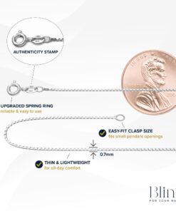 Bling For Your Buck Sterling Silver Chain Necklace for Women and Men | Thin Italian Box Chain 0.7mm 925 Silver Necklace Chain | Choose Length 14 inch - 40 inch | Short Choker Sizes, Long Chains 18 inch 17 71QdpnyOQxL