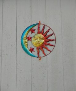 Collections Etc Artistic Sun and Moon Metal Wall Art for Indoors or Outdoors with Rustic Finish, Brown 19 71QhzKG4VL