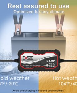 FOVAL 5A Smart Car Battery Charger, 6V and 12V Battery Charger Automotive, Battery Maintainer, Trickle Charger for Motorcycle, Float Charger for Cars, Trucks, SUVs, Boat, Lawn Mower, RV, ATV 10 71QiGg7CXgL