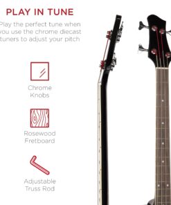 Best Choice Products Acoustic Electric Bass Guitar - Full Size, 4 String, Fretted Bass Guitar - Black 24 71QiMFMEvYL