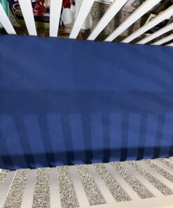 TILLYOU Mini Crib Fitted Sheets 2 Pack - Soft Jersey Knit Microfiber Playpen Bedding Sheet for Baby, Portable Mini Pack n Play Sheet, Machine Washable, 38'' x 24'',Light Gray & Navy Blue 2-pack Light Gray & Navy Blue mini crib sheet 15 71QihufxdcL