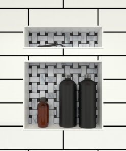 Tile Redi USA RN1620DU Niche Double Recessed Shower Shelf, Two Shelves, 20" H X 16" W, Black 2 Shelves 21 71QjdKvkNmL