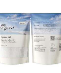 Sky Organics 5 lbs Epsom Salt - 100% Pure Magnesium Sulfate, USP Grade, Kosher, Non-GMO - Bath and Foot Soak, Soothing Body Soak. Made in USA, 32 71Qje7NhWKL