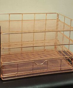 gianotter Paper Letter Tray Organizer with File Holder, 4-Tier Desk Accessories & Workspace Desk Organizers with Drawer and 2 Pen Holder for Office Supplies (Rose Gold) Rose Gold 41 71Qks7Y0ApL 1