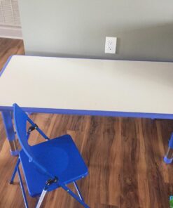 Flash Furniture Wren Adjustable Classroom Activity Table for School and Home, Rectangular Plastic Activity Table for Kids, 23.625" W x 47.25" L, Gray/Blue Blue Set of 1 37 71QlPOgSXDL