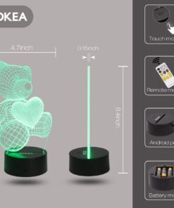 ZOKEA Night Light 3D lamp 7 Colors Changing Nightlight with Smart Touch & Remote Control 3D Night Light for Kids or as Gifts for Women Kids Girls Boys (Teddy Bear) 13 71QlcqjDvkL 1