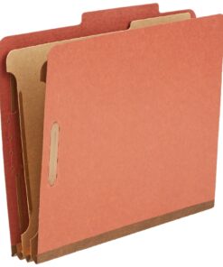 Amazon Basics Letter Size Pressboard Classification File Folder with Fasteners, 2 Dividers, 2-Inch Expansion, Red - Pack of 10 2 Divider 11 71Qlrf8raEL