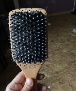 Bsisme Hair Brush-Boar Bristle Hairbrush with Detangling Pins Wooden Paddle Detangler Hairbrush for Women Men Reduce Frizz Dry Restore Natural Shine Natural Wood Color 28 71QmDsjBgVL