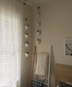 MyGift 4-Tier White Ceramic Hanging Wall Planter with Rope - Decorative Succulent Herb Flower Pot Containers 33 71QmewbGnL