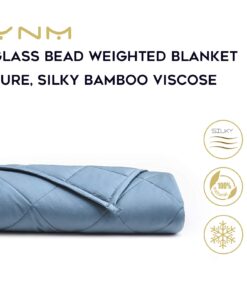 Alternative view of YnM Bamboo Weighted Blanket — 100% Cooling Bamboo Viscose Oeko-Tex Certified Material with Premium Glass Beads (Blue Grey, 60''x80'' 20lbs), Suit for One Person(~190lb) Use on Queen/King Bed Bamboo 60 in x 80 in 20 lb Blue Grey丨bamboo丨original