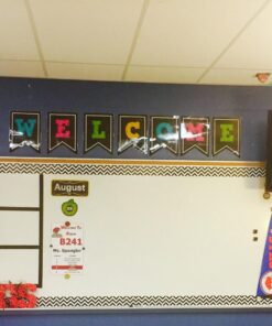 Teacher Created Resources TCR5614 Chalkboard Brights Pennants Welcome Bulletin Board, Paper, Multi 15 71QoYcrPdcL
