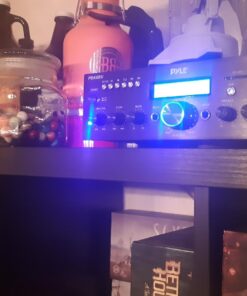 Pyle PDA6BU.5 Compact Bluetooth Stereo Amplifier - Desktop Audio Power Amp Receiver with FM Radio, MP3/USB/SD Readers, Digital LCD Display, Microphone Input (200 Watt), Black 34 71QpMdQK08L