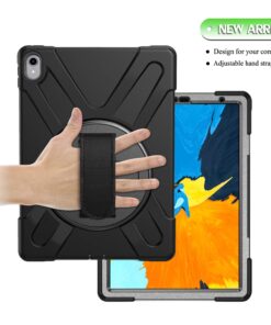Alternative view of TianTa iPad Pro 11" 2018 Case, 3 Layer Hybrid Heavy Duty Shockproof Full Body Kids Protective with 360 Degree Rotatable Kickstand & Hand Strap for Apple iPad Pro 11 Inch 2018 Release, Black