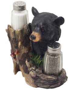 Alternative view of Black Bear Glass Salt and Pepper Shaker Set Sculpture Kitchen Decor in Rustic Lodge and Cabin Figurines by Home-n-Gifts