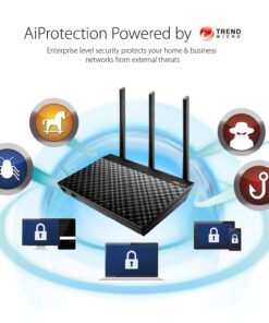 ASUS Dual-band 3x3 AC1750 Wifi 4-port Gigabit Router with speeds up to 1750Mbps & AiRadar to strengthens Wireless Connections via High-powered Amplification Beam-forming - 2x USB 2.0 Ports (RT-AC66U) New RT-AC66U (AC1750) 28 71QpowfteDL 2