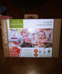 Infantino Disposable Squeeze Pouches, Portable Homemade Semi-Solid Food for Babies and Toddlers, 4 Fl Oz (Pack of 50) 50 Squeeze Pouches Pack 44 71QqJbabm8L