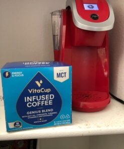 VitaCup Genius Keto Coffee Pods with MCT Oil, Turmeric and Vitamins B1, B5, B6, B9, B12, D3 for Energy & Focus in Recyclable Single Serve Pod Compatible with K-Cup Brewers Including Keurig 2.0 Genius + MCT 16 Count (Pack of 1) 41 71QqQowLK8L 2
